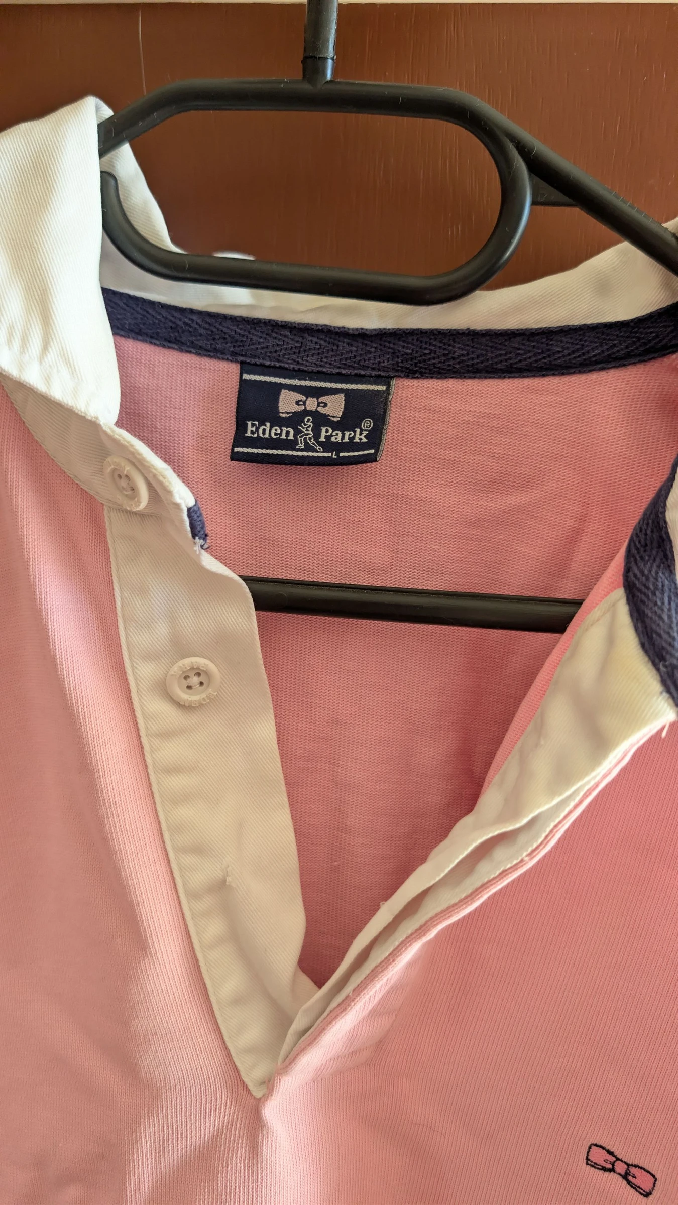 Vintage polo rugby shirt Eden Park roze marineblauw illustratie rug L – photo 3
